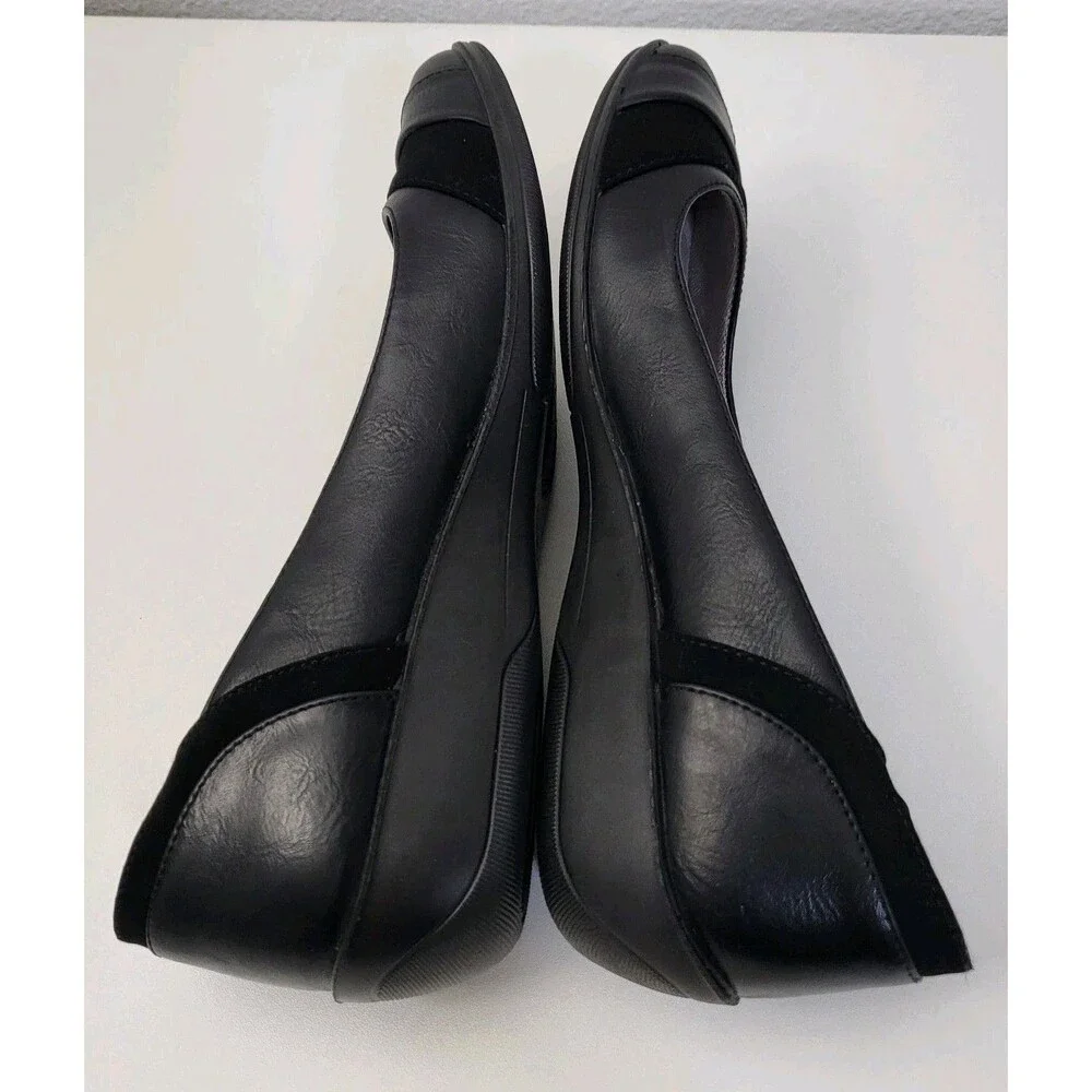 LIFE STRIDE Indeed Flats Womens 8.5 Classic Black Comfort Shoes Office Career